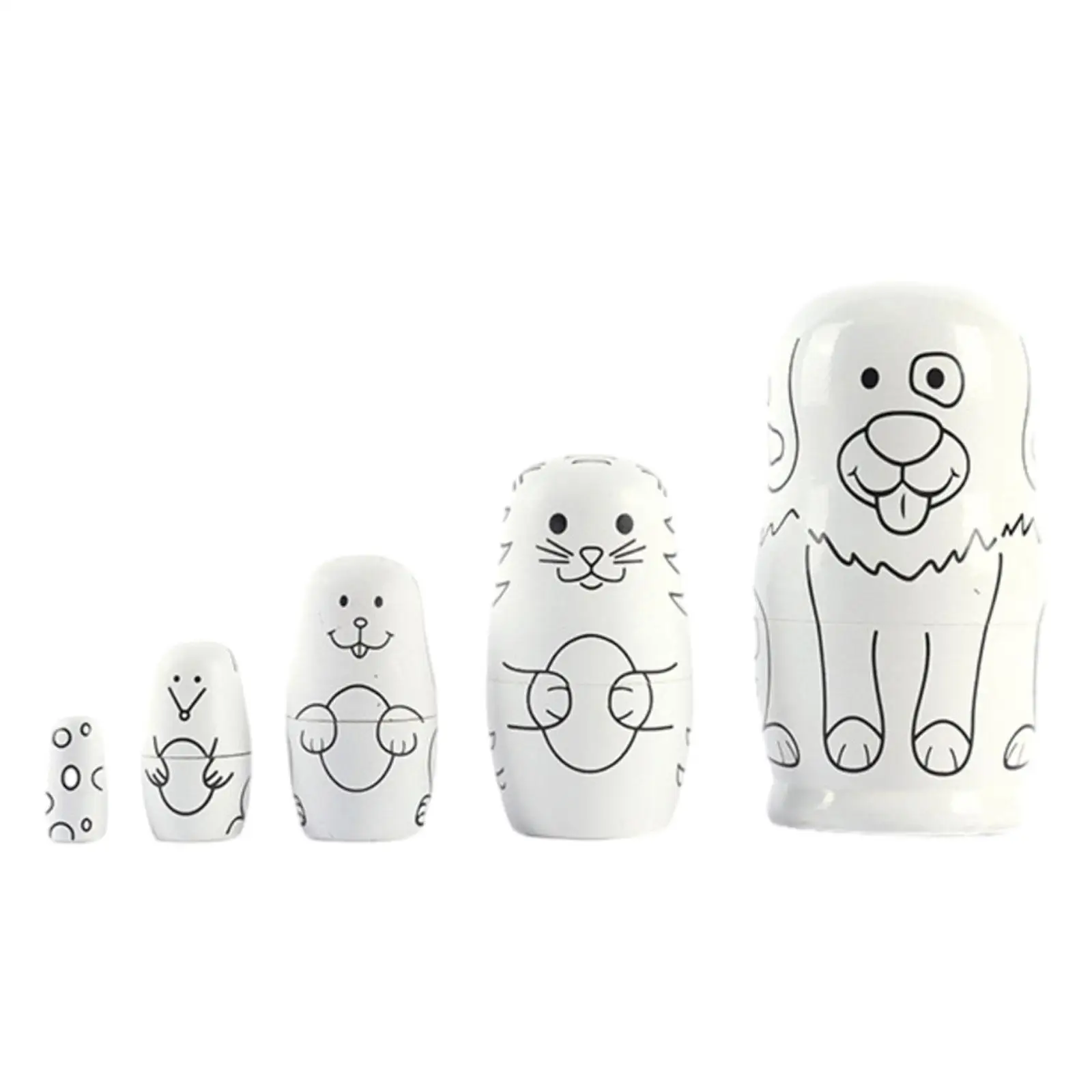 5x Russian Dolls Multipurpose Child Room Decoration Paintings Manually Done Housewarming Gifts Collectible Dolls Children Kids