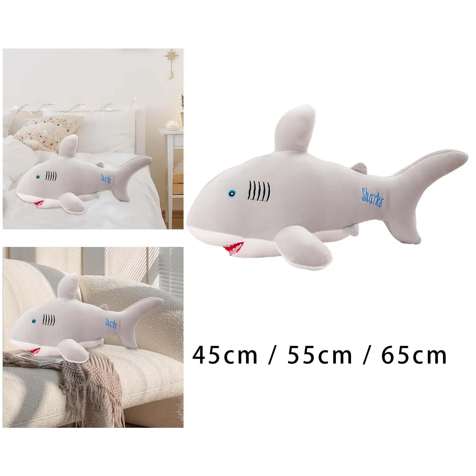 Cute Shark Plush Toys Ornament Sleeping Hugging Pillows for Halloween Sofa