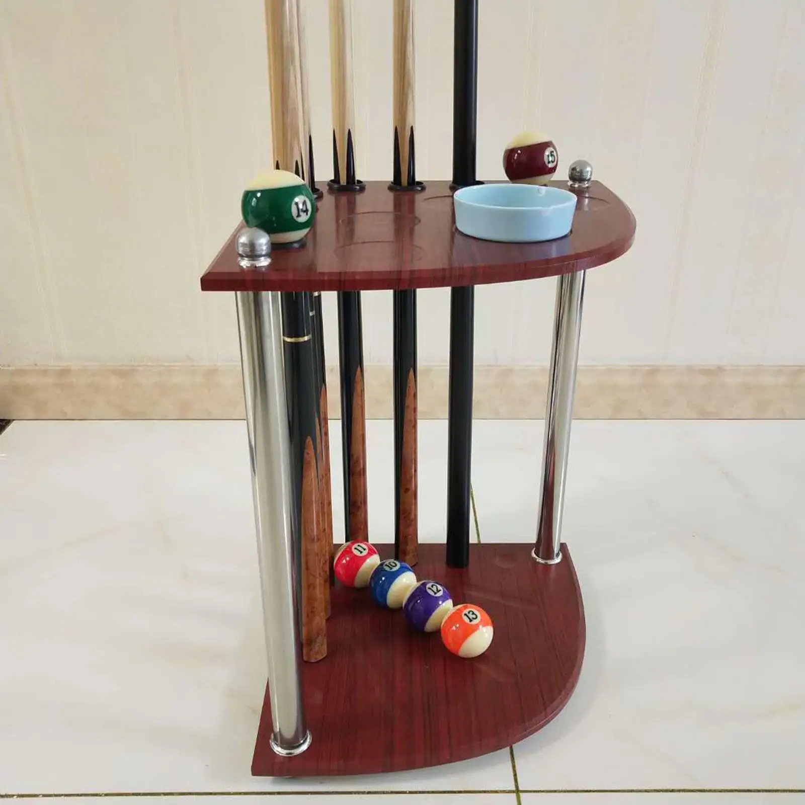 Portable Billiard Pool  Rack Corner  Holder Storage Holder Floor Stand Pool Table Freestanding 8 Hole for Game Room Clubs