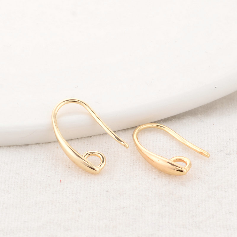 14MM 14K Gold Farbe Messing Ohrringe Haken Hohe Qualität Diy Schmuck Erkenntnisse Zubehör – Detail 1