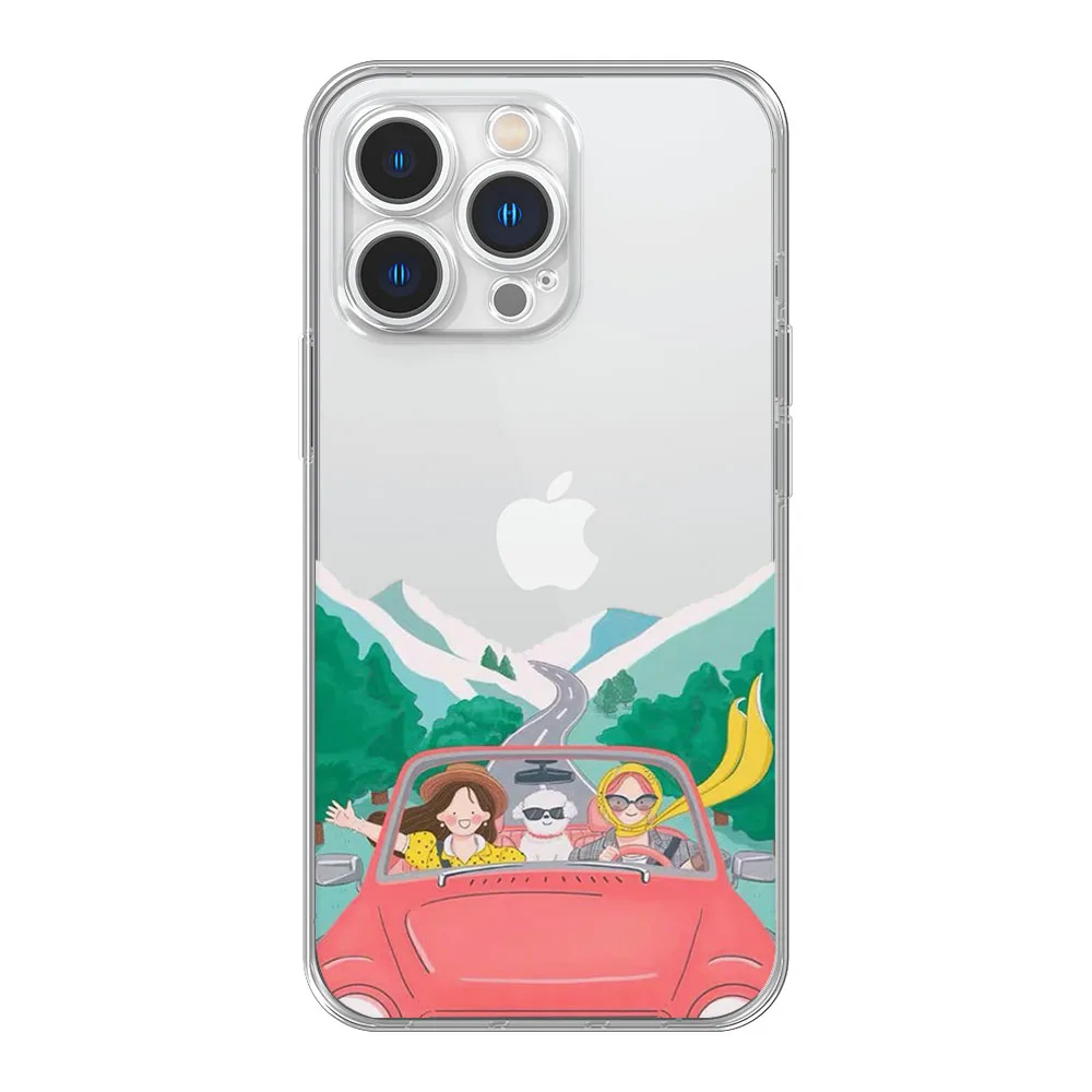 Cartoon Scenery Girl Phone Case For iPhone 13 12 11 Pro Max Mini XS X XR SE 7 8 6 6S Plus Soft Cover