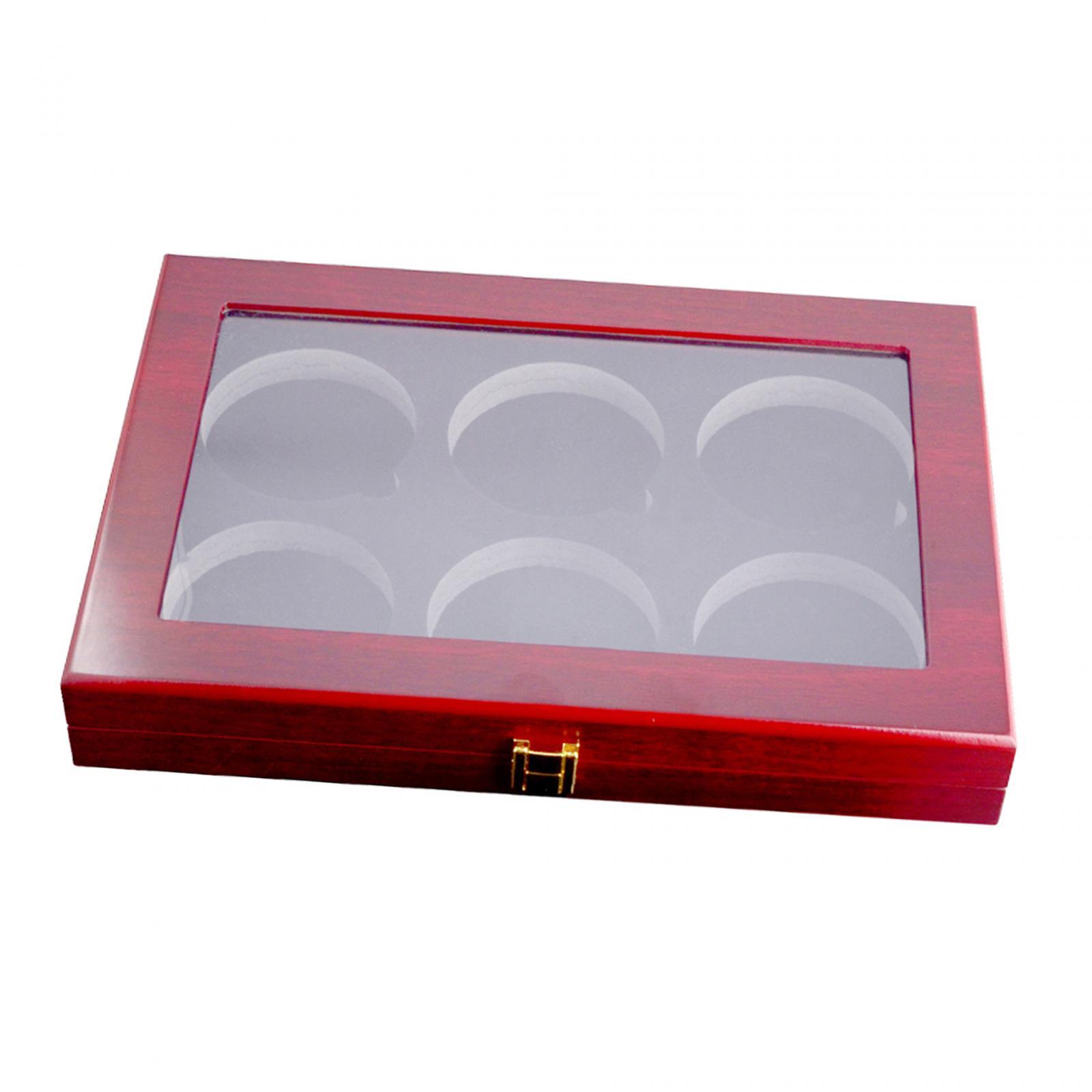 6 Holes Hockey Puck Display Case Wooden Easy to Use with Lock with Protection Door Cabinet Holder Rack Shadow Box Puck Holder