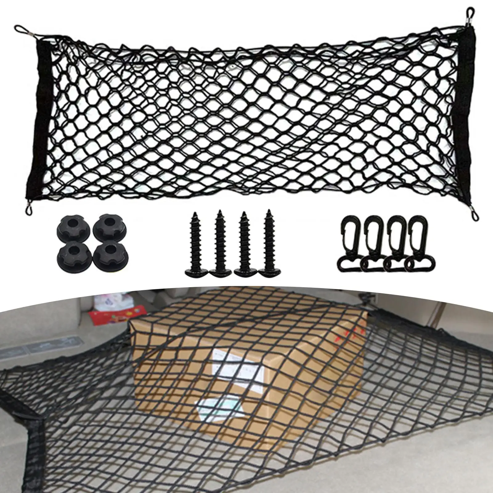 Elastic Net Mesh Holder Nylon Cargo Double-Layer Car Boot Trunk Accessories Fit for SUV