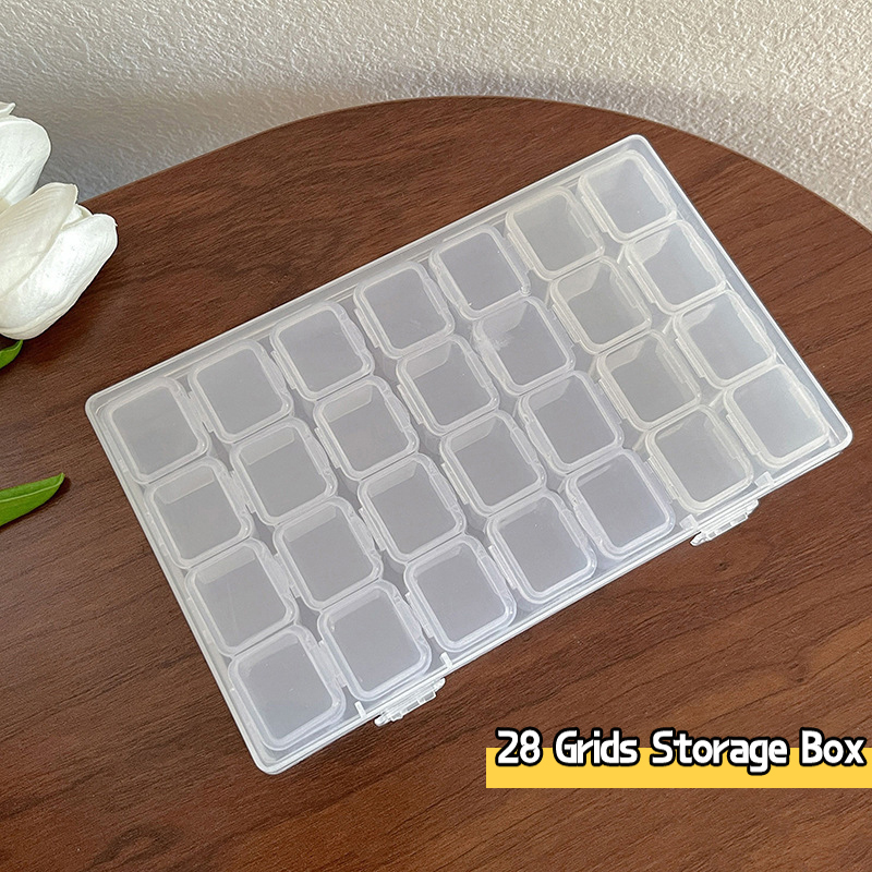 28 Grids Transparent Plastic Storage Jewelry Box Compartment Adjustable Container For Beads Earrings Box For Jewelry Box Case