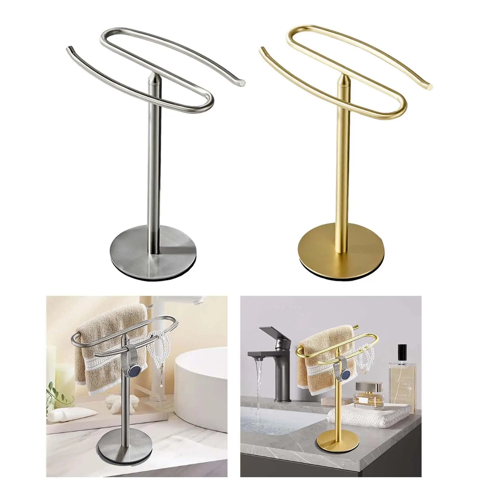Towel Bar Rack Necklace Holder Stainless Steel with AntiSlip
