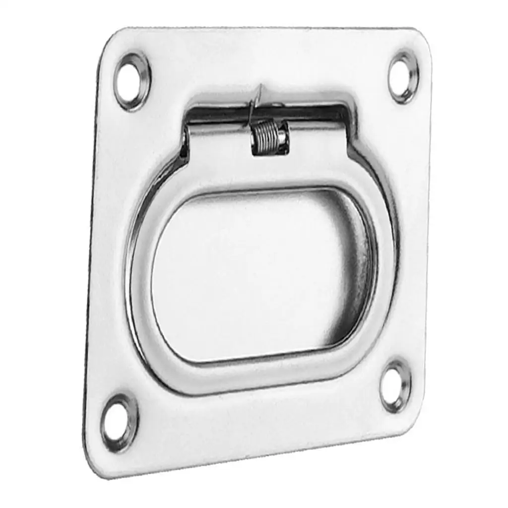 Rectangular Flush Spring Pull Lift Handle Marine Hatch Latch Accessories - Stainless Steel - 76 x 56 mm / 3 x 2.2 inches