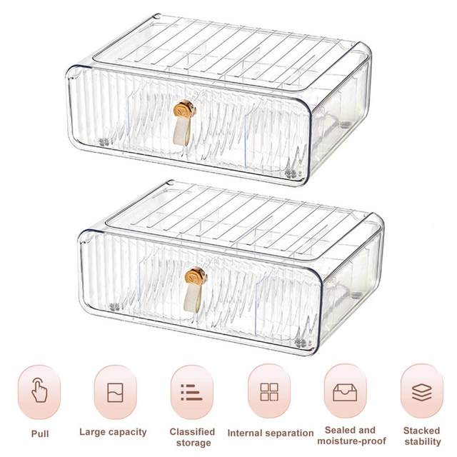 Dasbsug Clear Acrylic Underwear Drawer Organizer Box 4/8 Grids Compartment  Divided Closet Storage Bin Stackable Shelf for Socks 