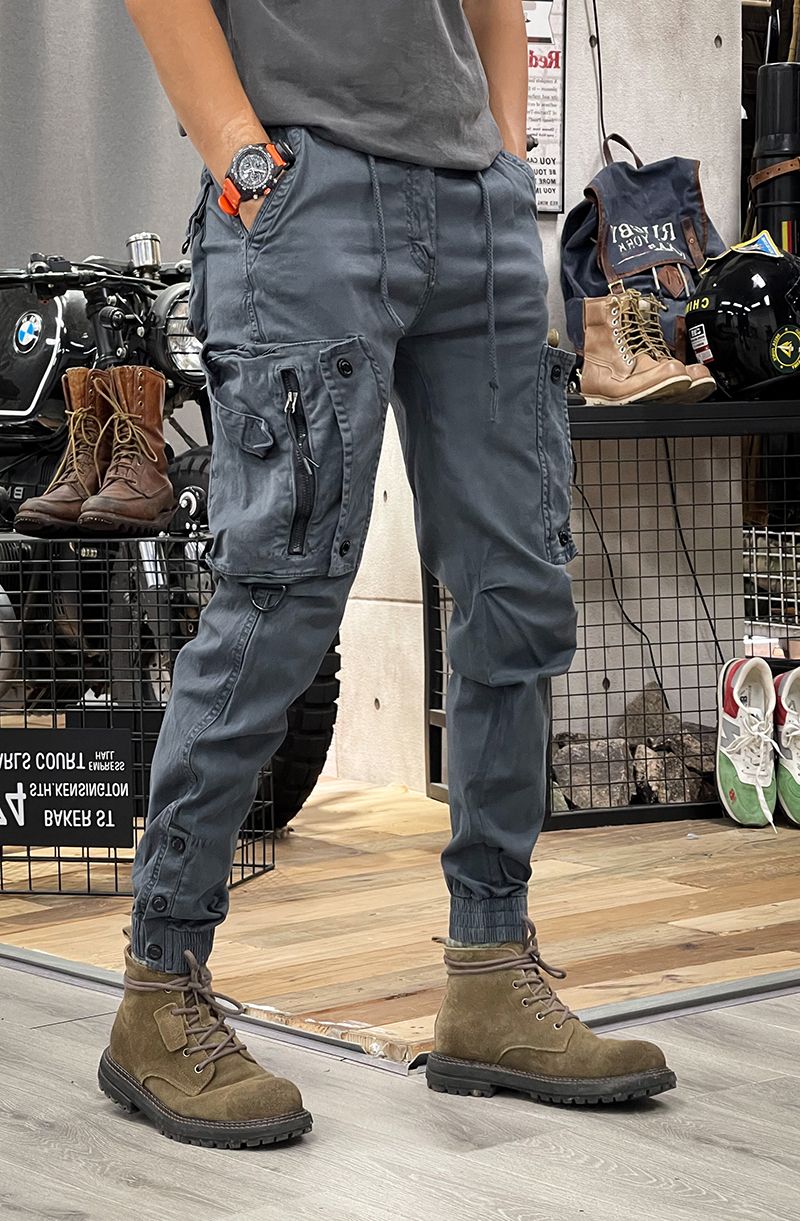 Military Tactical Cotton Cargo Pants for Mens Elastic Casual Trousers Zipper Multi-Pocket Joggers Fashion Khaki Black Army Green