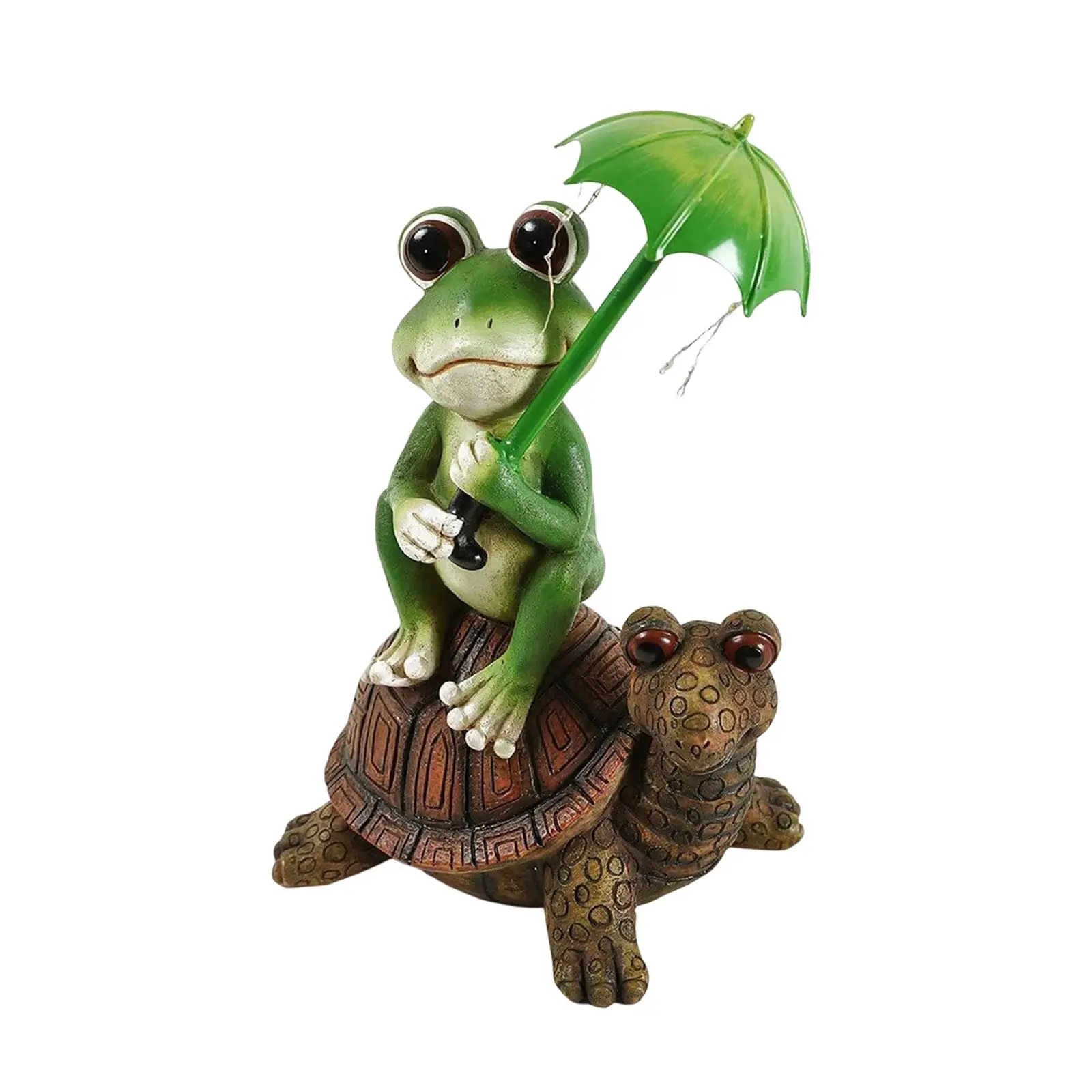 Outdoor Resin Frog and Turtle Sculptures with Solar Lamp Decorations Height 30cm