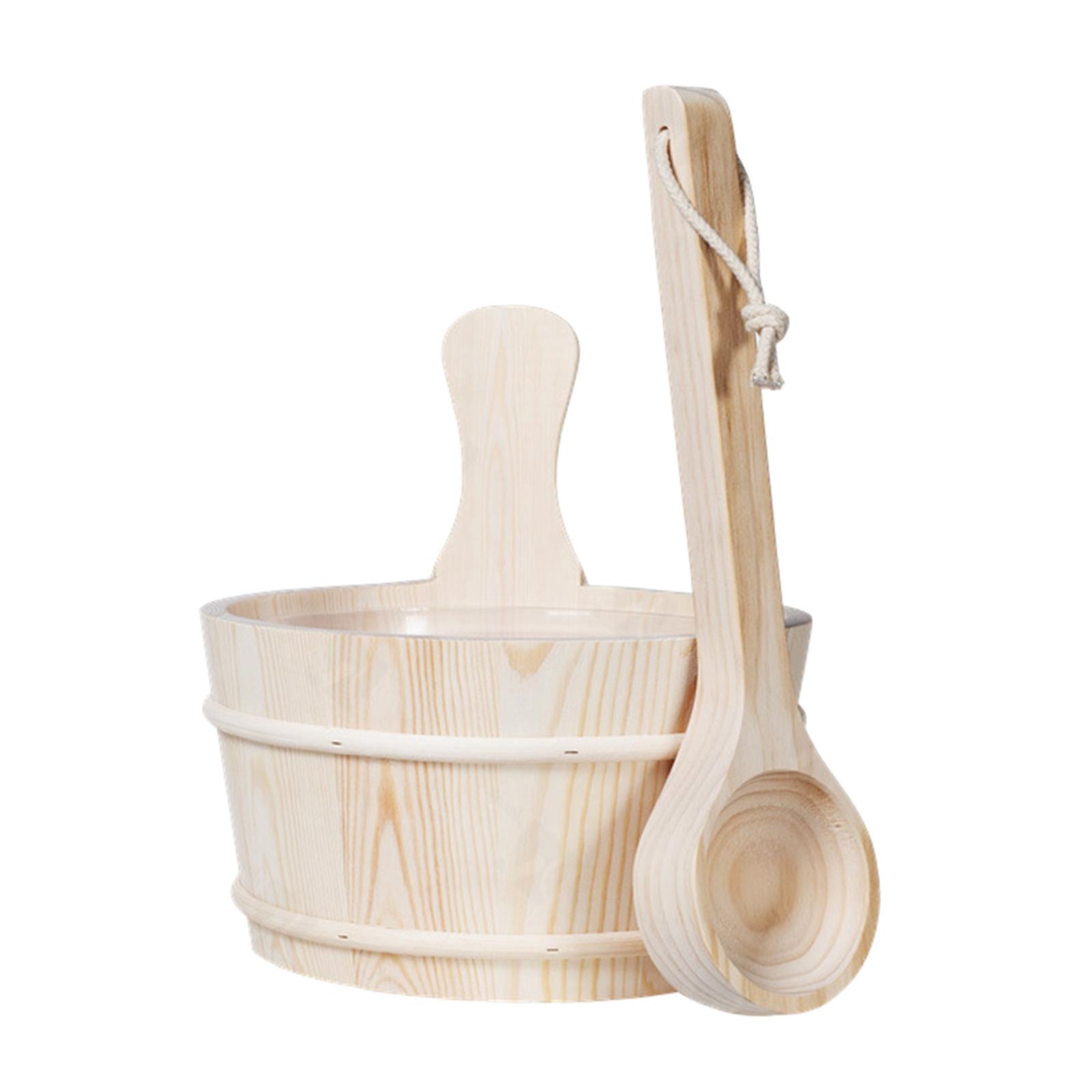 Description Picture 3 of item4L Sauna Bucket and Ladle,Handmade Accessory,Bath Accessories Supplies,Wooden Barrel with Liner for , Bathroom