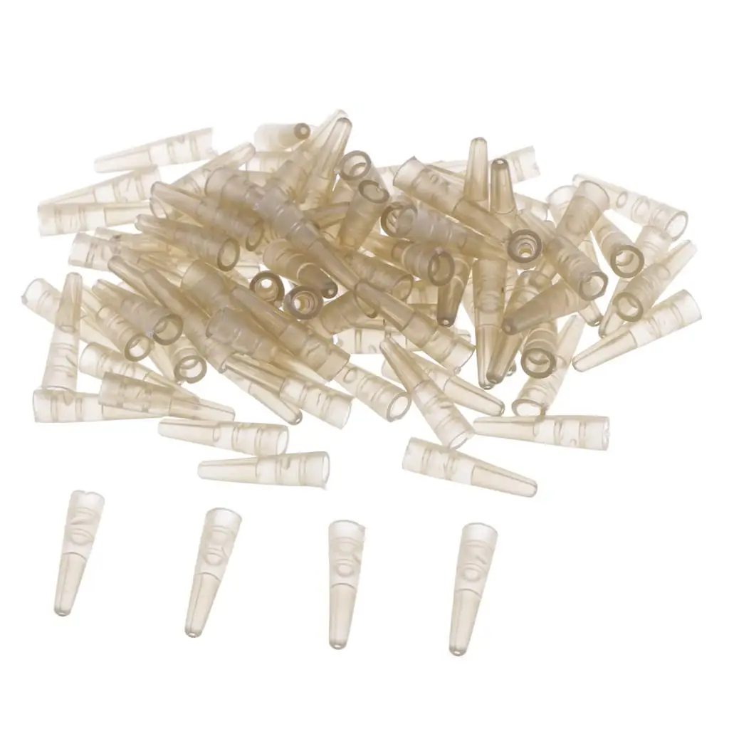 MagiDeal 100pcs Translucent Brown Tail Rubber Cone Tubes for Saftey Lead Clips 17mm