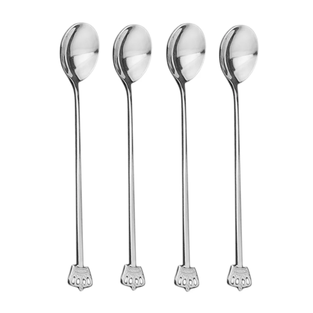 4pcs Stainless Steel Rice Spoon/Soup Spoon/Coffee Spoon-Long-handled