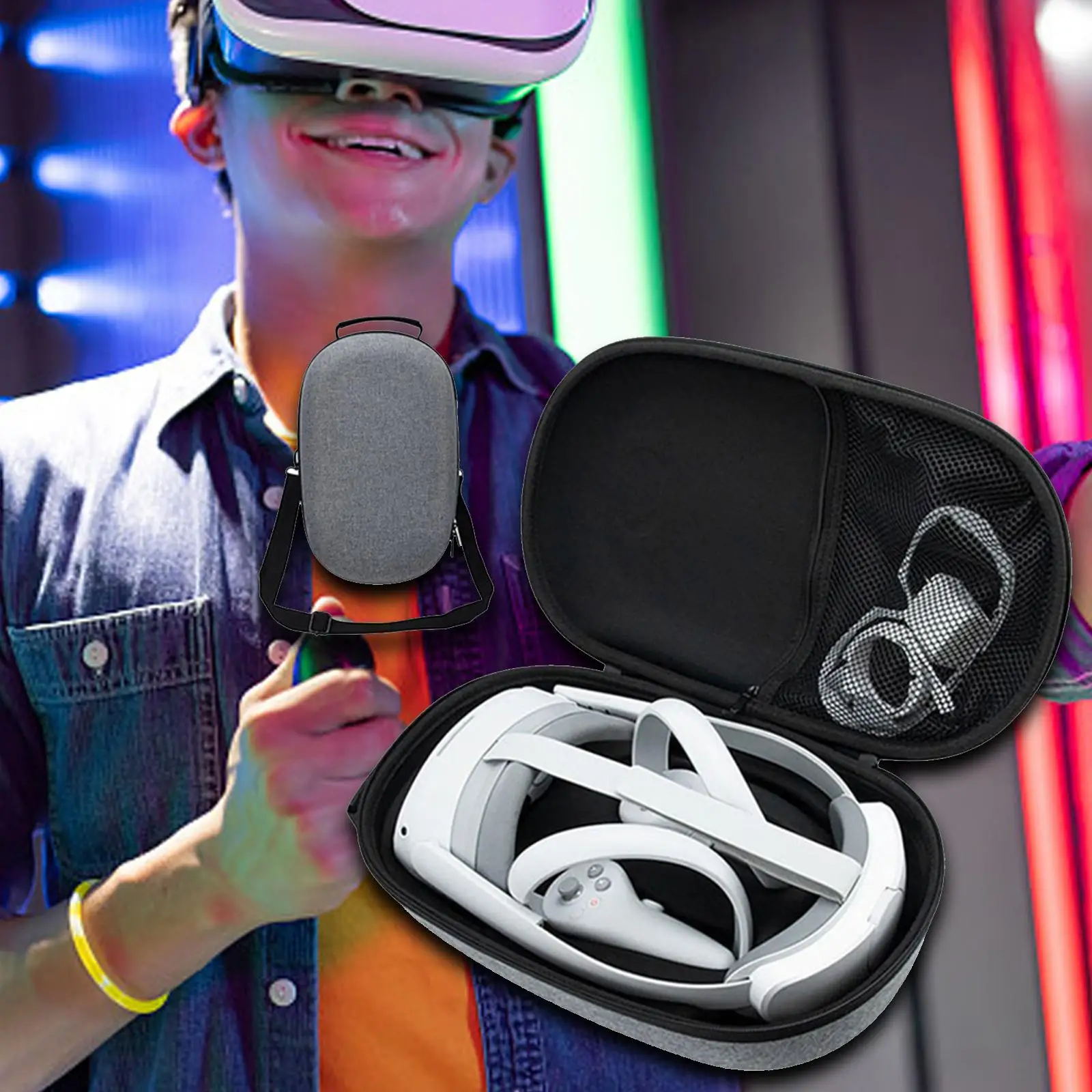 VR Headset Case Protective Pouch Protection Bag Multifunction Dustproof EVA Storage Bag for Quest 2 Portable Case VR Glasses Bag
