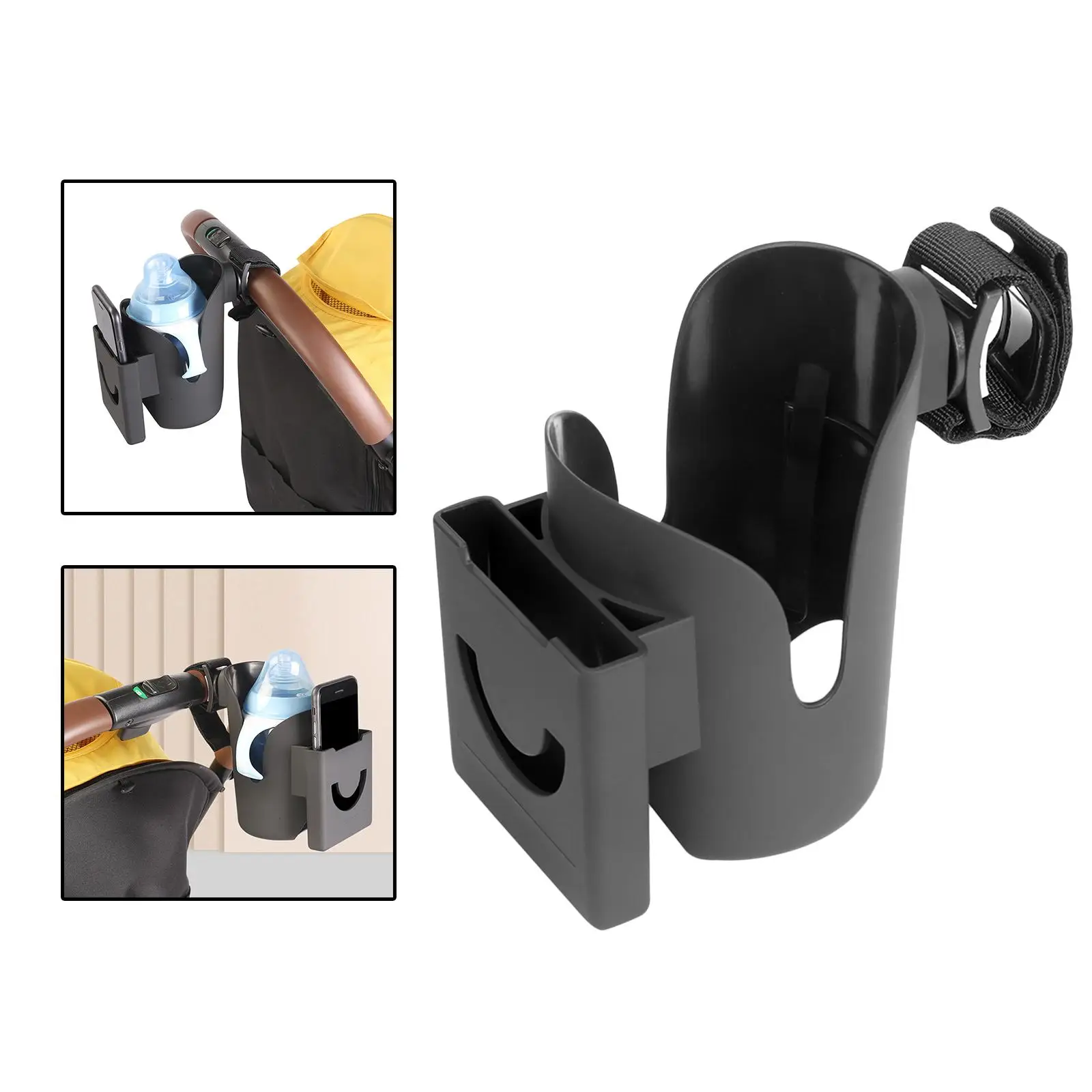 Stroller Cup Holder with Phone Holder Universal Attachment Large Caliber Organizer for Bike Scooter Treadmill Accessories