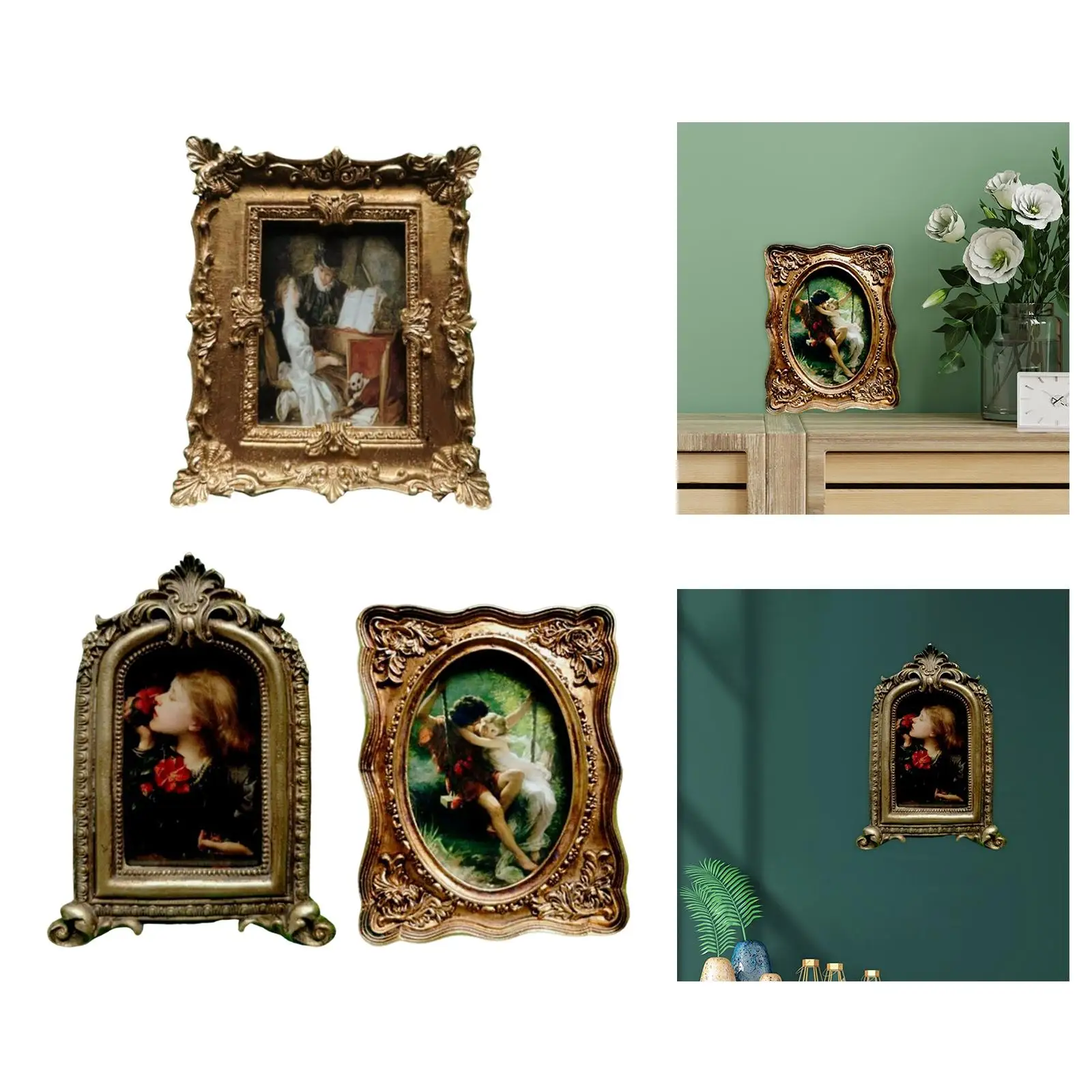 Resin Photo Frame Picture Holder Free Standing for Bedroom Home Decoration