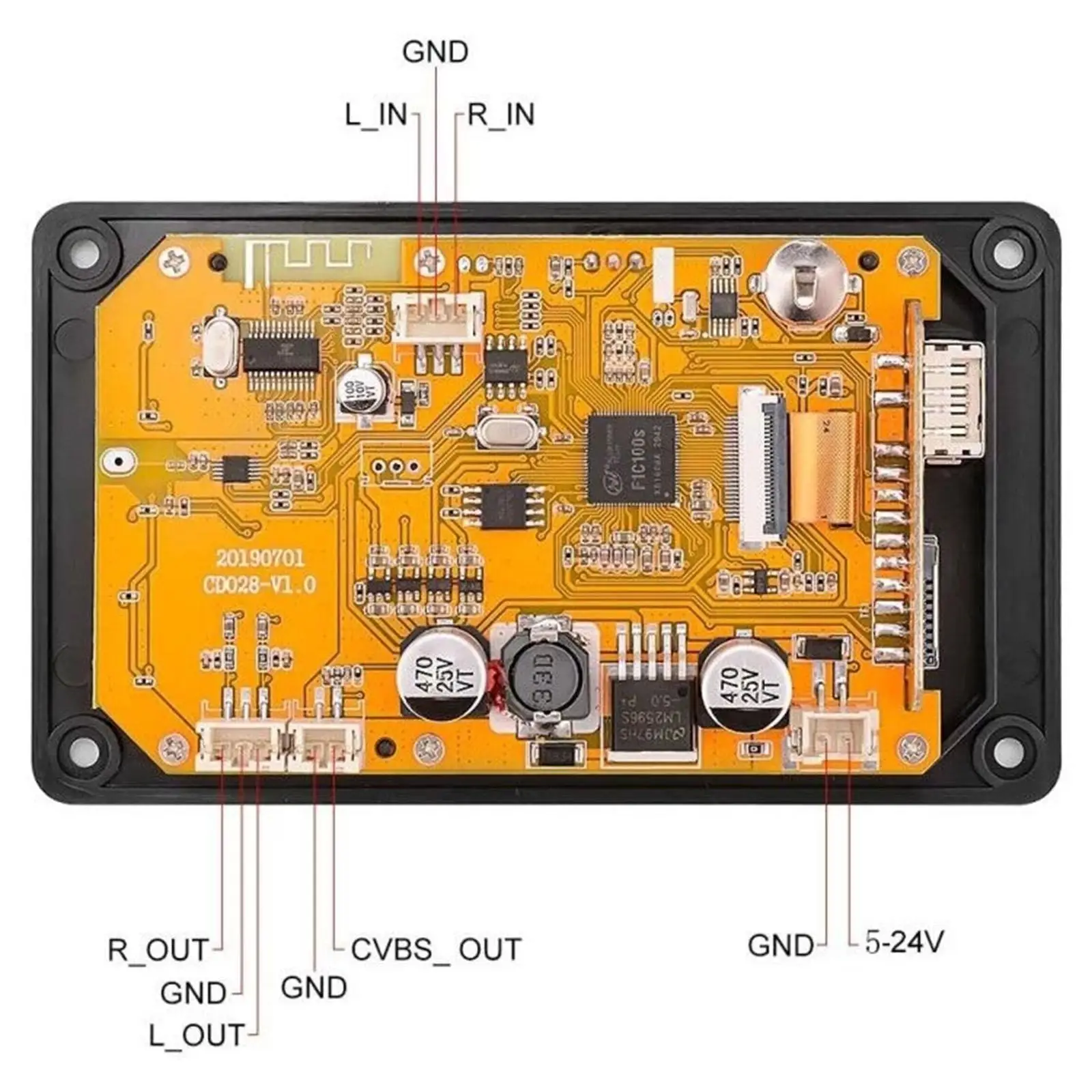 2.8 inch TFT Screen Audio Video Decoder Audio Amplifier Alarm Clock Calendar Bluetooth Module Decoding Board for Controller Car