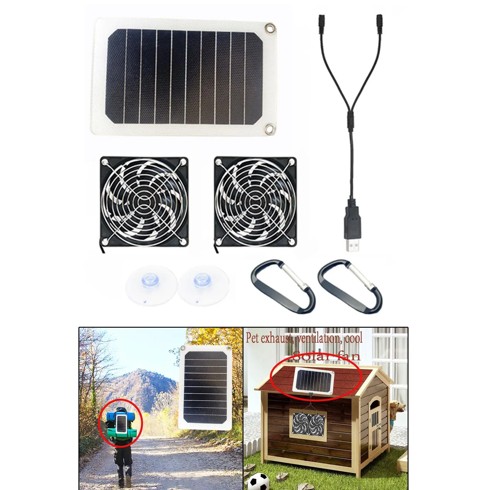 USB Solar Powered Exhaust Fan Solar Panel Fan Kit for Home Attic Pet Houses