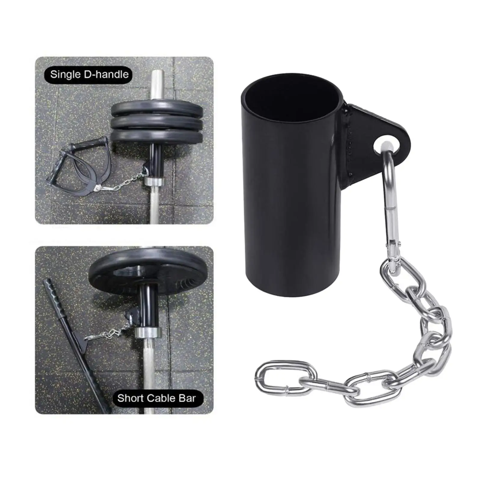 -portable T-row Shape with Chain Barbell Bar, Swivel Eyelet, Fitness Post Insert