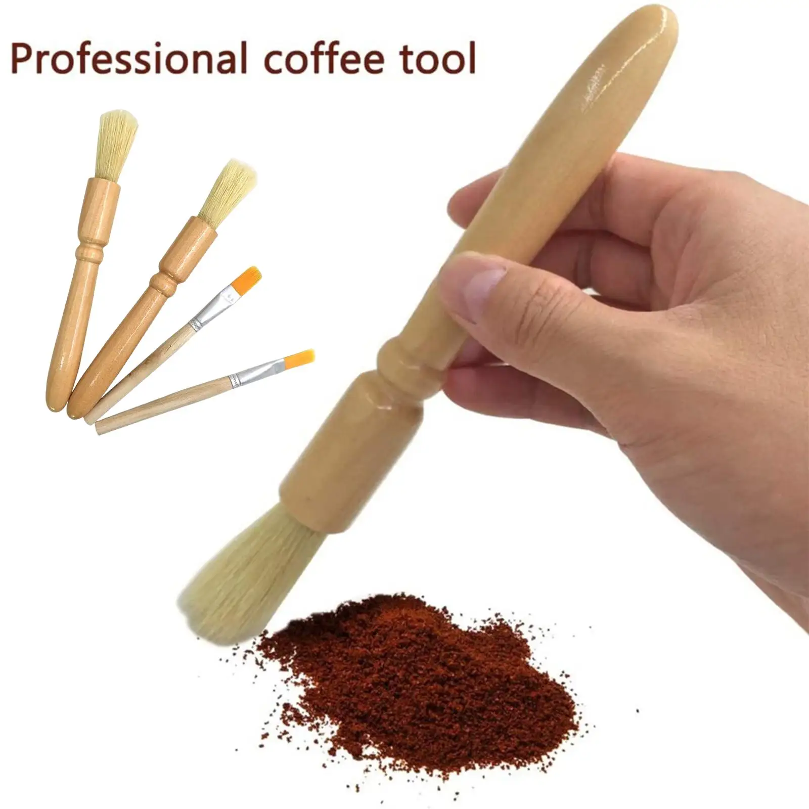 4 Pieces Espresso Brush Portable Dusting Brush for Home Kitchen Bean Grain
