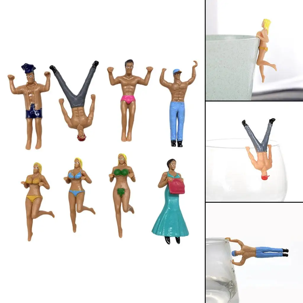 8 Pieces Cup  Hanging Dolls Miniature Scenery Figures  Desktop