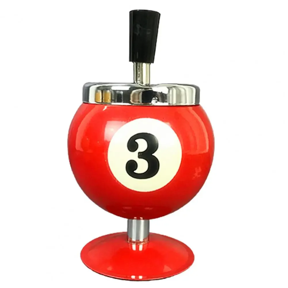 Ash Case Large Windproof Heat Resistant Three Bayonets with Lid Fashion Pool Billiard Ball Design Ashtray Ornament for Bar