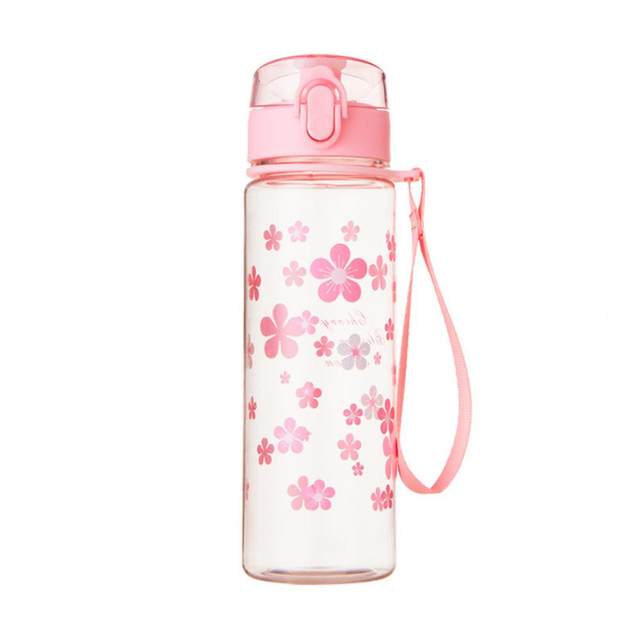 Clear Reusable Water Bottles with Infuser - Peachy Orange 20 oz Cherry Blossoms