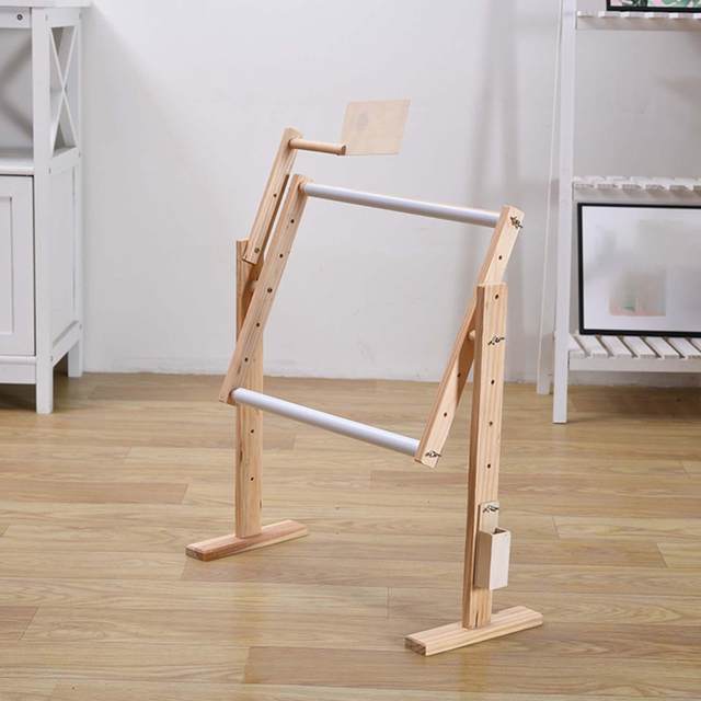 PATIKIL Adjustable Embroidery Hoop Stand - Beech Wood Hands-Free Holder, 360° Rotation, Fits Various Hoop Sizes