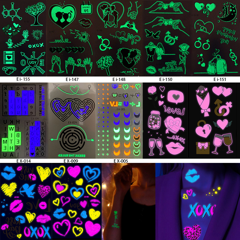 Best of Luminous Love Heart Tattoo Stickers Temporary Sticker Arm False Tattoos Wedding Party Music Festival Night Bar Waterproof Reviews & Tips