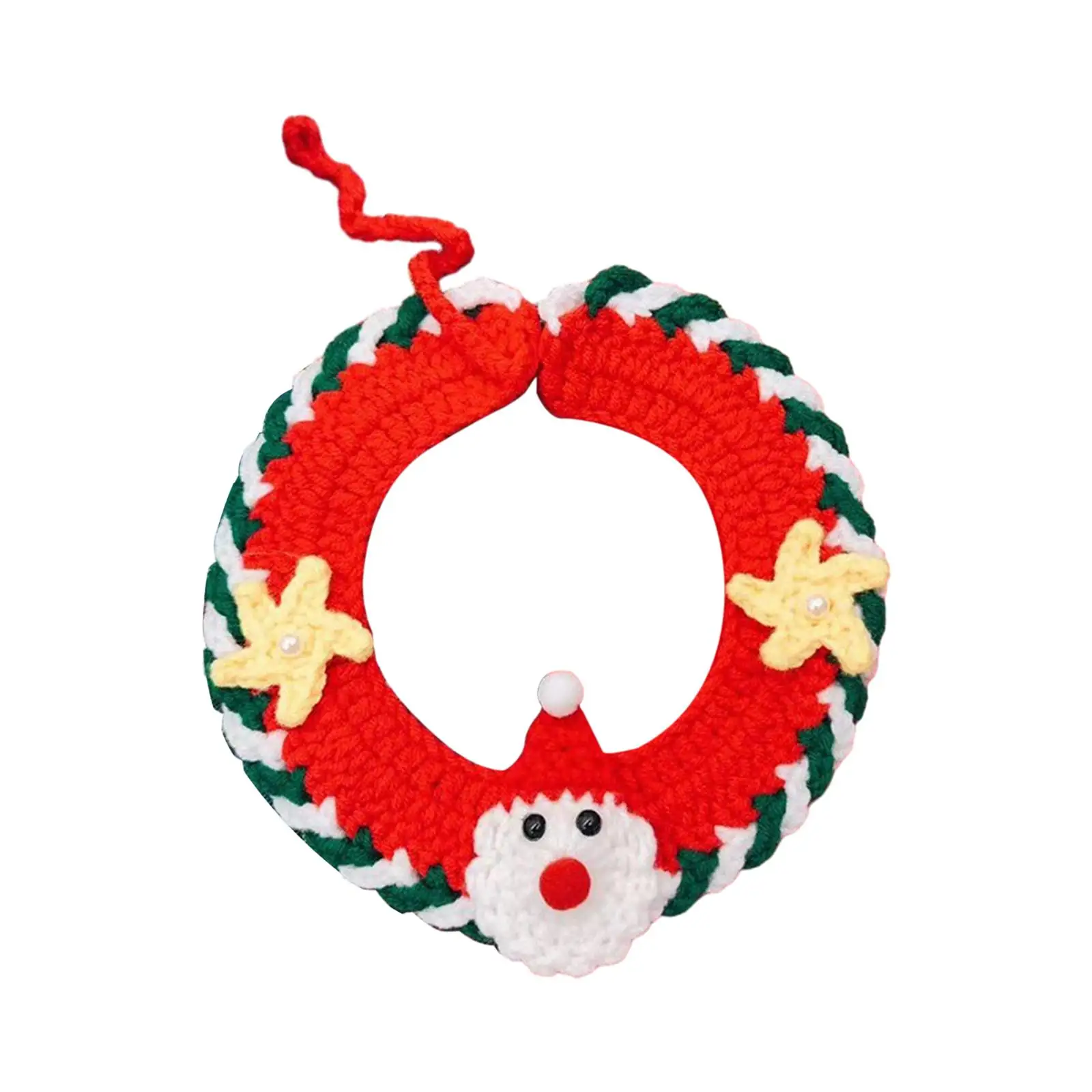Knitting Cat Collar Gift Santa Claus Festive Decoration Holiday for Cat and Dog Neckwear Hand Woven Scarf Kitten Necklace Scarf