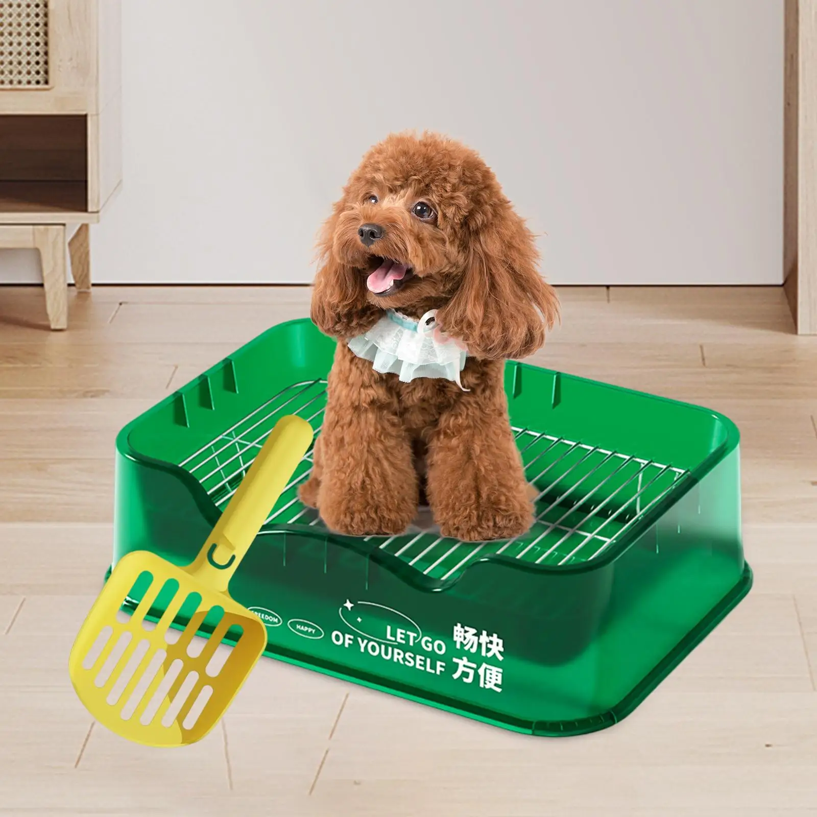 Dog Toilet Tray with Scooper Outdoor Indoor Potty Tray Puppy Lattice Potty