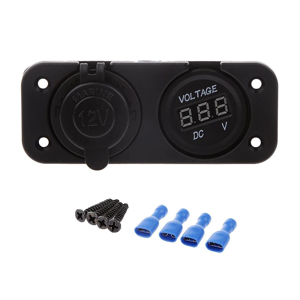 Cigarette Lighter Socket Voltmeter Dust 2-Pin Connection for Car Boat