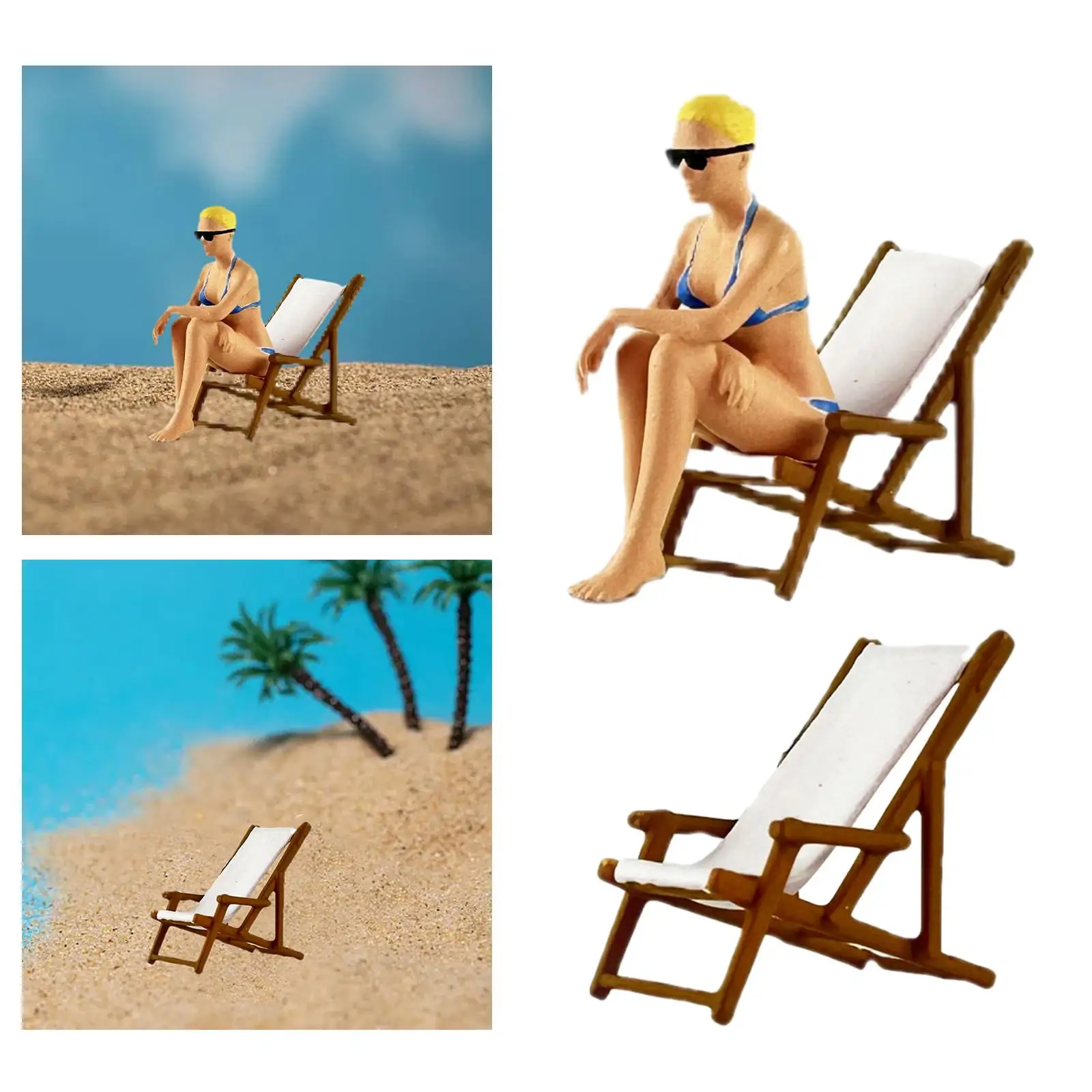 1/64 Diorama Figure Resin Miniature Beach Surfing Scene for Dollhouse Accessories Model Trains Architecture Model DIY Projects
