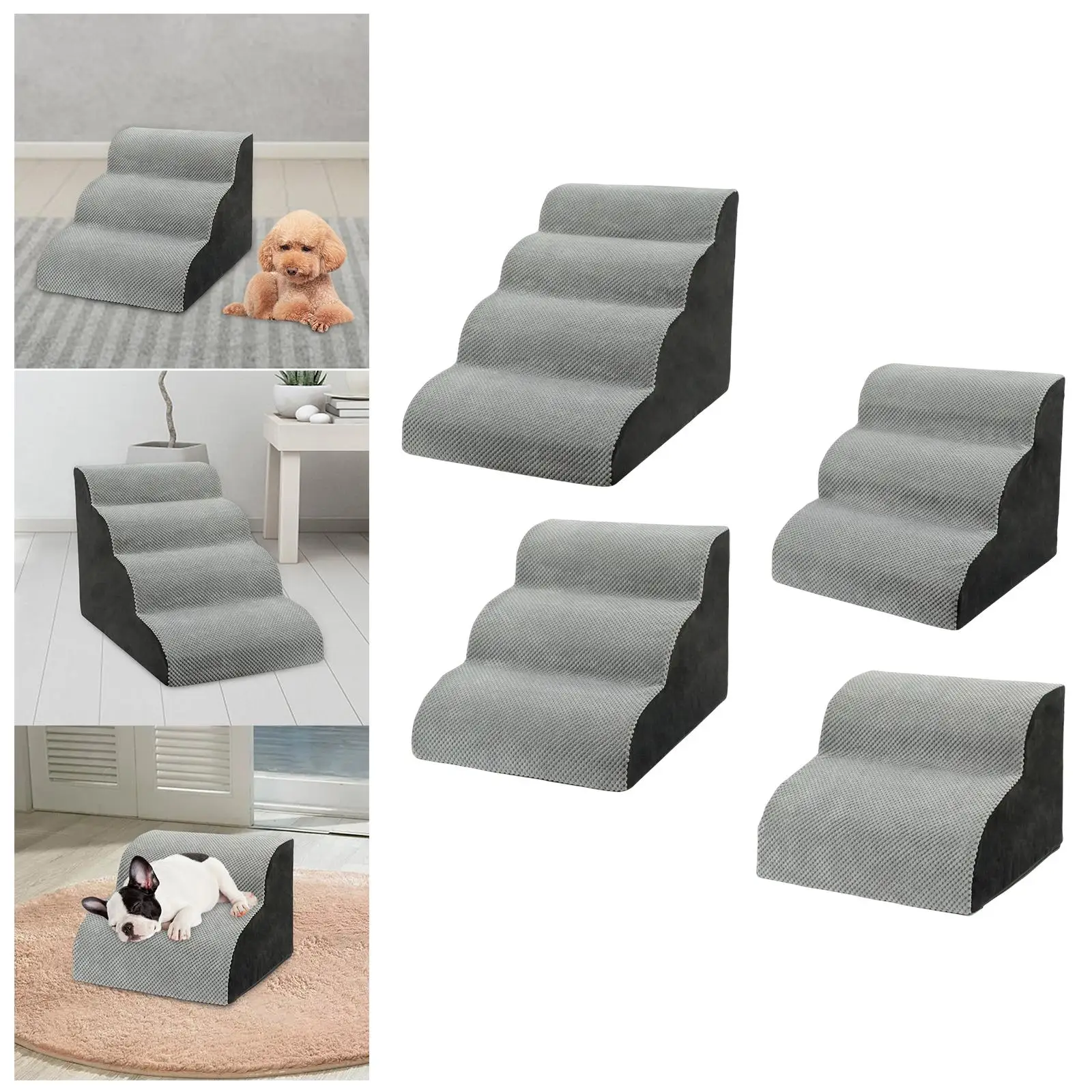 Comfortable Dog Stairs Dog Ramp Ladder Climbing Washable Cover Portable Slope Dog Bed Stairs Pet Stairs Older Dogs Couch Bed