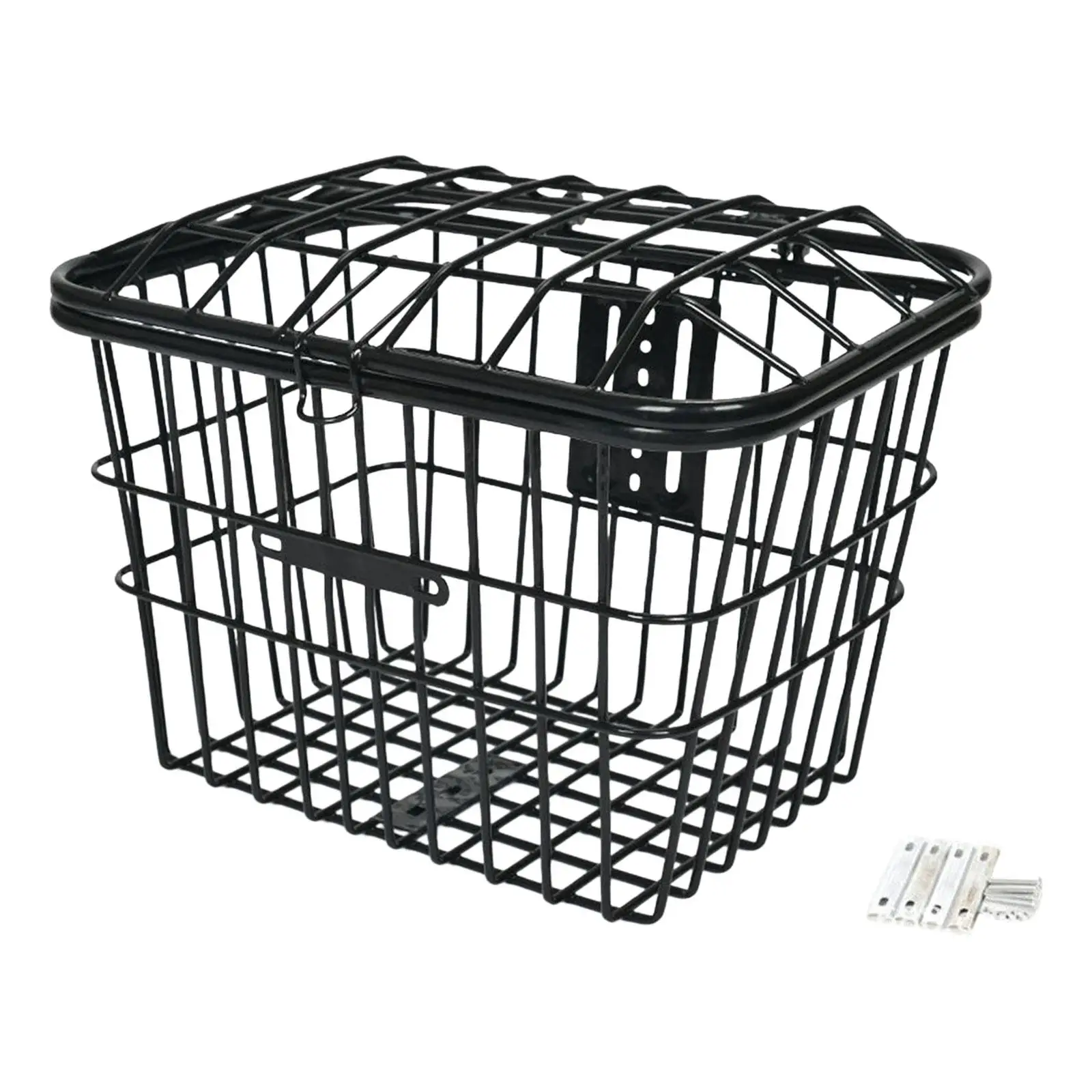 Bike Metal Mesh Front or Rear Basket with Lid for Riding Luggage Outdoor