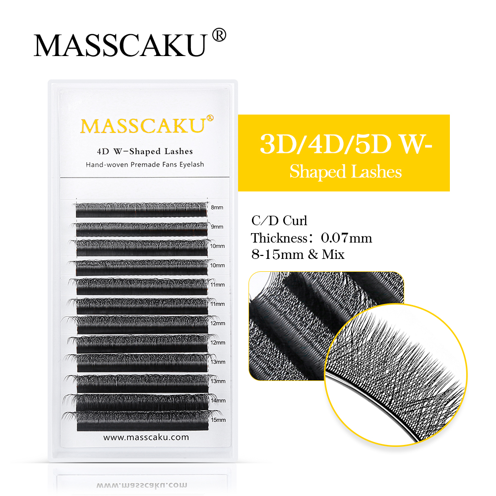 Best of Professional Faux Individual MASSCAKU W Shape Korean PBT Fiber Eyelashes W Shape Loose Fans Lash Extensions Makeup Reviews & Tips