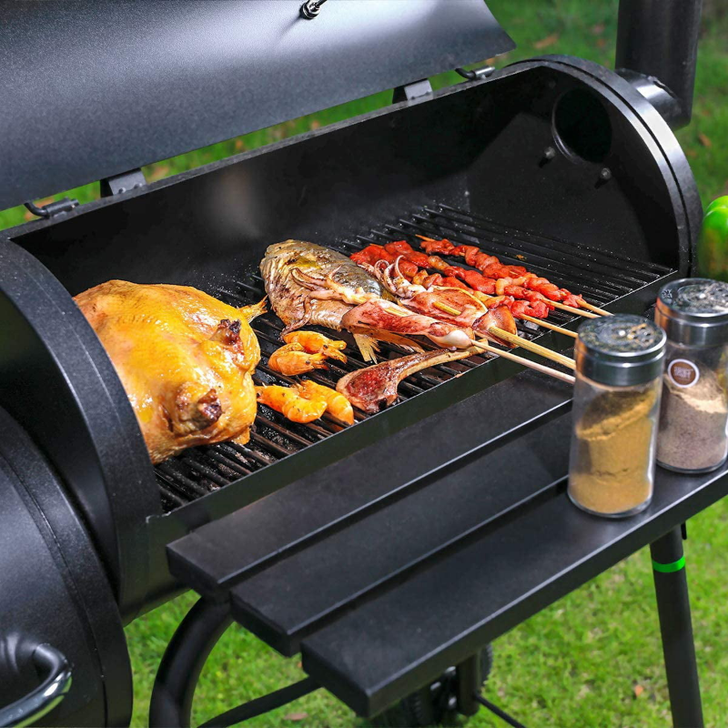 10-10 Offer 27 Inch Charcoal Barrel Grill With Offset Smoker Bbq Grill Outdoor Camping Oven
