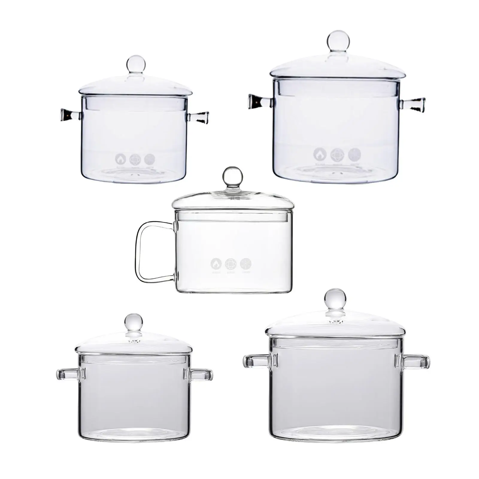 Glass Saucepan with Lid and Handle Handmade Glass Cookware Glass Ramen Bowl Stovetop Cooking Pot for Tea Noodles Milk