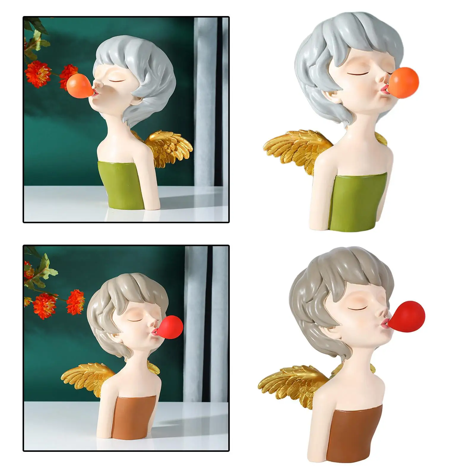 girl Statue Tabletop Collectable Table Ornament Decorative Resin Figurine for Restaurant Wedding Gift Home Decorations
