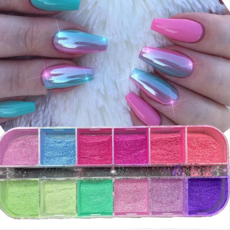 Best of 12 Grids / Box Nail Glitter Colorful Mirror Effect Shimmer Mermaid Pearl Powder Chrome Pigment Dust Fine Glitter Polish Nail Decor Reviews & Tips