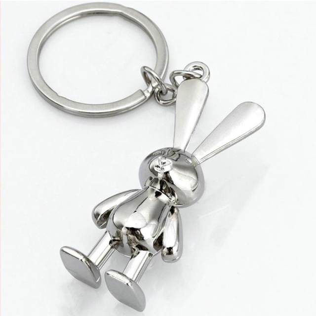 HSYHERE Men Women Boy Girl Cool x Eyes Sitting Rabbit Colorful Bunny Lucky Keychain Christmas Gift Bag Pendant Metal Key Ring