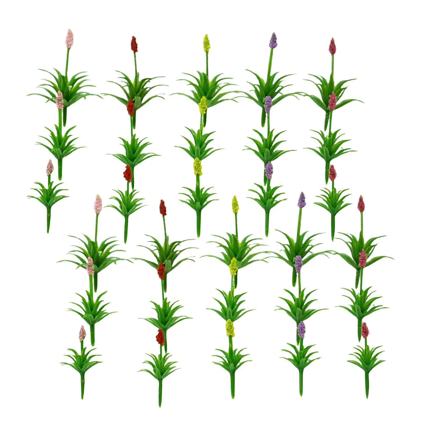 30Pcs DIY Miniature Flower Cluster Vegetation groups Model Diorama Layout Grass Tufts Model for Miniature Scenery Decor