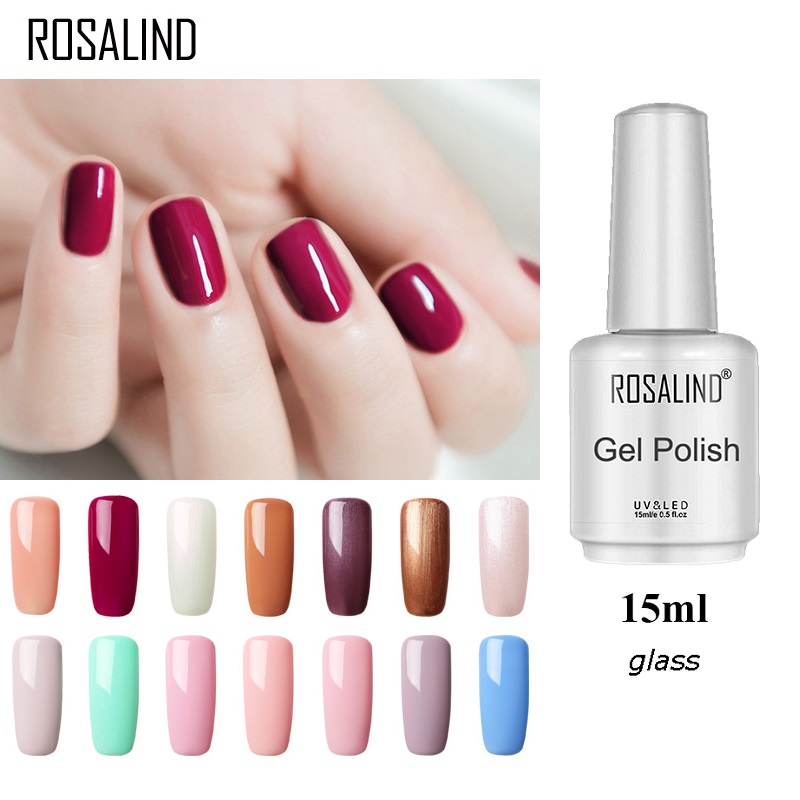 Best of ROSALIND 15ml Glass Bottle Gel Nail Polish Pure Colors Long Lasting Hybrid Esmalte Semi Permanent LED / UV Lamp Base Top Coat Reviews & Tips