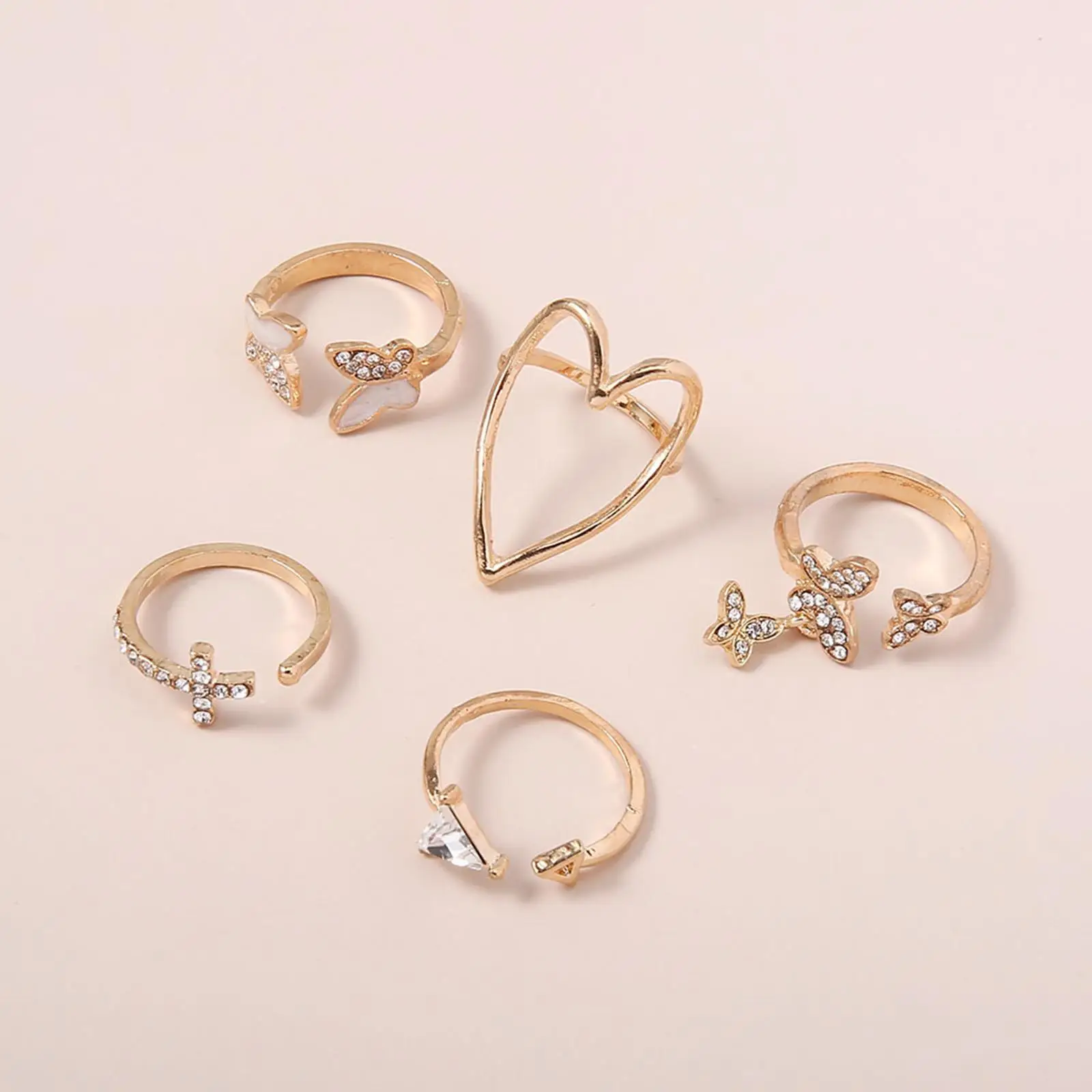 5Pcs/Set Bohemian Knuckle Rings Joint Knot Rings Sets Finger Rings Teen Girls Jewelry Gifts Party Wedding Valentine Day Present