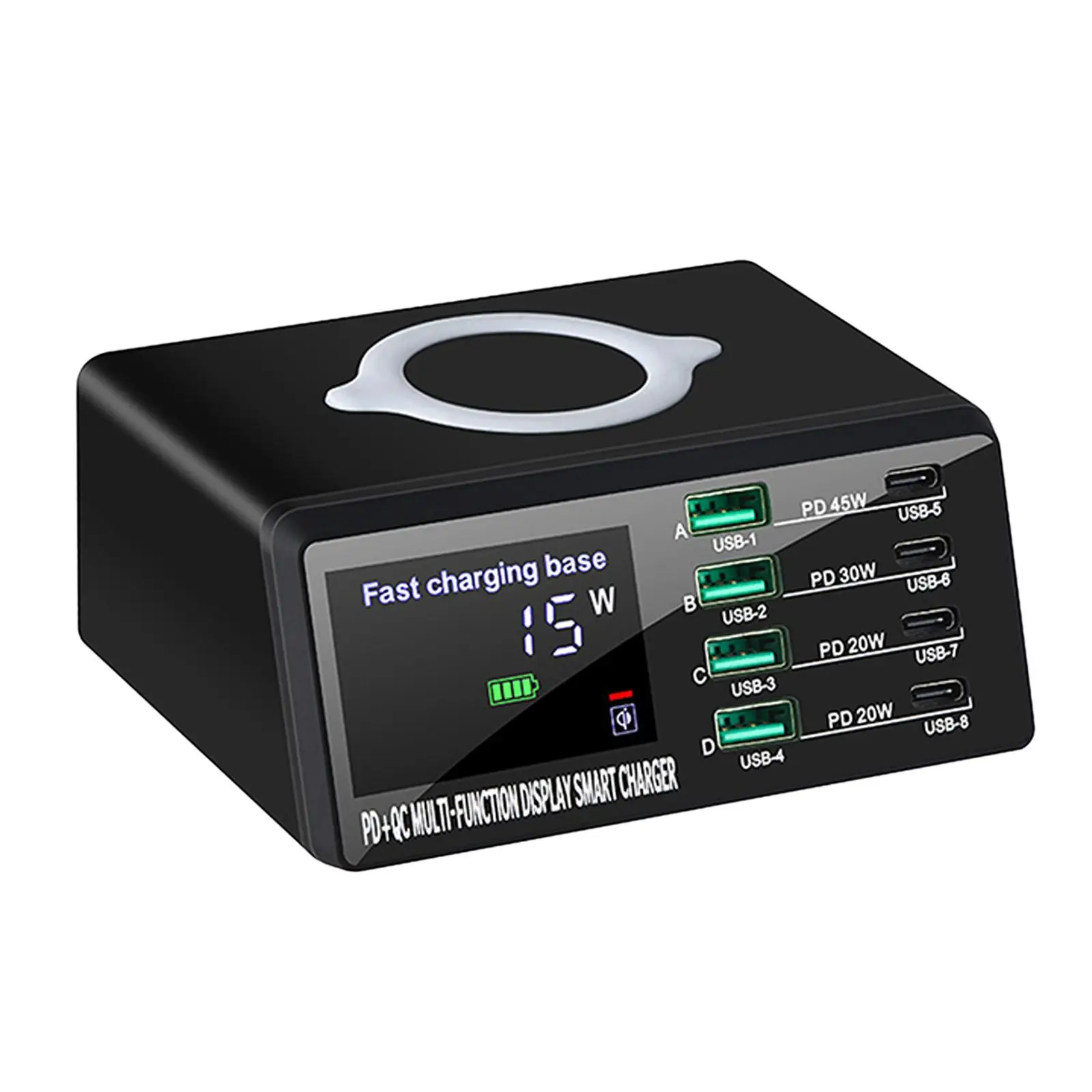 110W 8 Port USB fast charge 15W max charging USB Hub LCD Display USB c Device Charging Station Hub EU