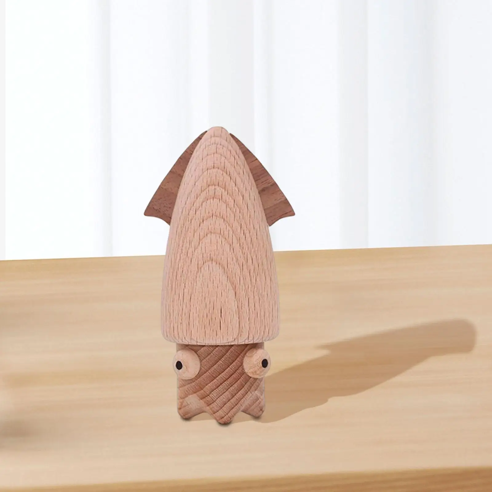 Toothpick Holder Ornament Countertop Decor Wooden Squid Shaped Dispenser for Cafes