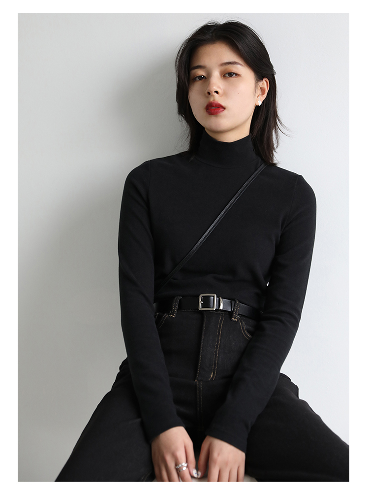 CHIC VEN Women Sweatshirt Turtleneck Pullovers Casual Solid Dralon Warm Bottom Blouse Office Lady Tops Autumn Winter 2023