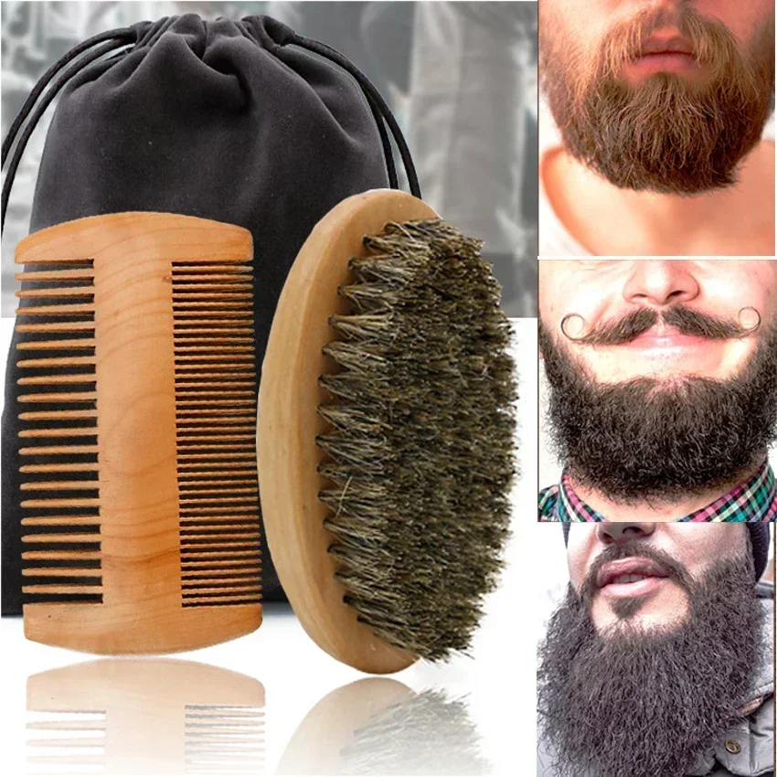 Best of Professional Soft Boar Bristle Wood Beard Brush Hairdresser Shaving Brush Comb Men Mustache Comb Kit With Gift Bag Hair Comb Set Reviews & Tips