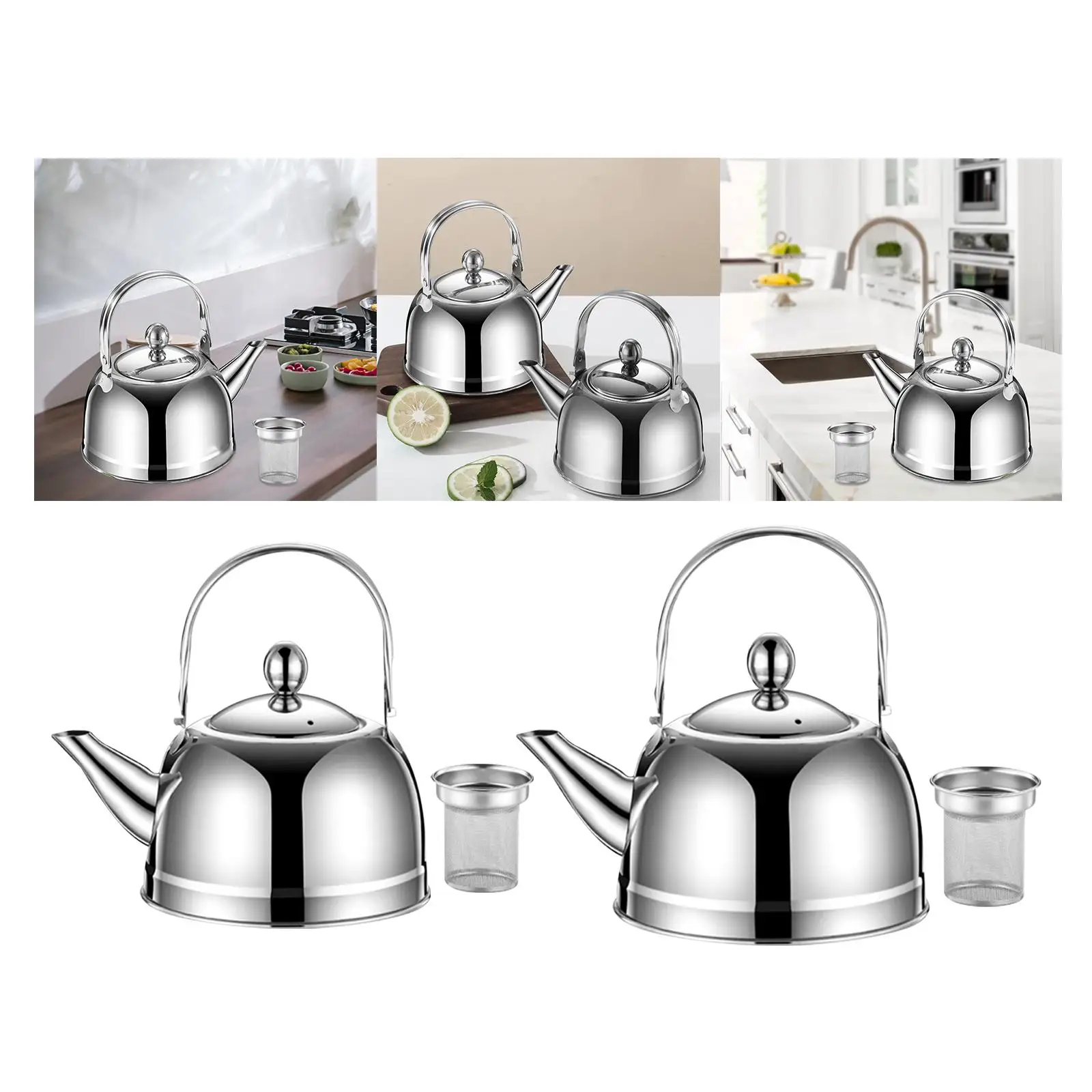 Portable Tea Kettle with Infuser Tea Pot Large Capacity for Picnic Hiking Kitchen Restaurant