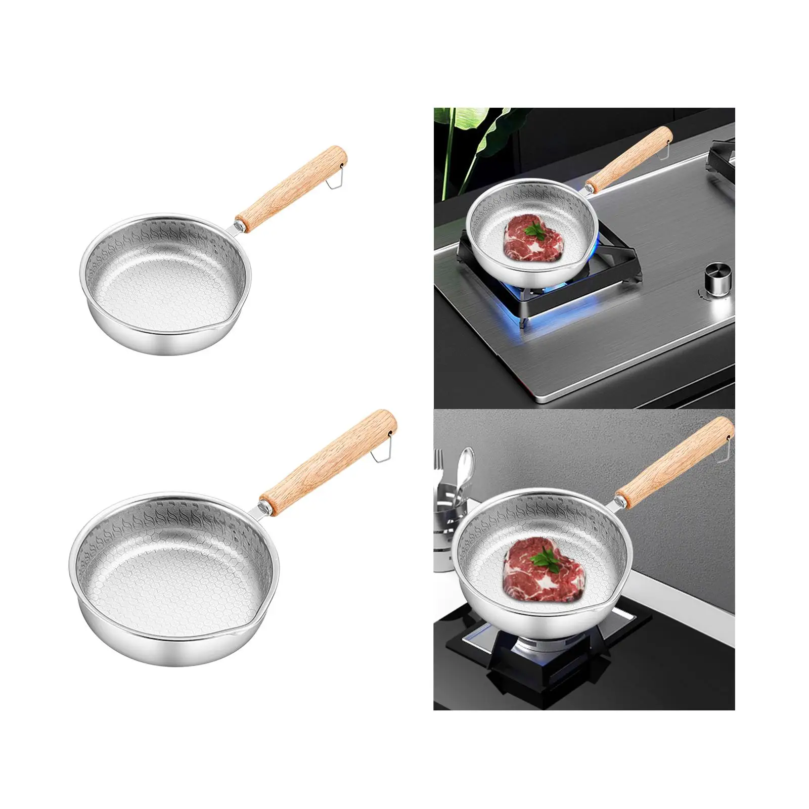 Mini Nonstick Egg Pan Nonstick Stainless Steel Skillet Omelet Pan for Restaurant Chef Camping Indoor and Outdoor Cooking Kitchen