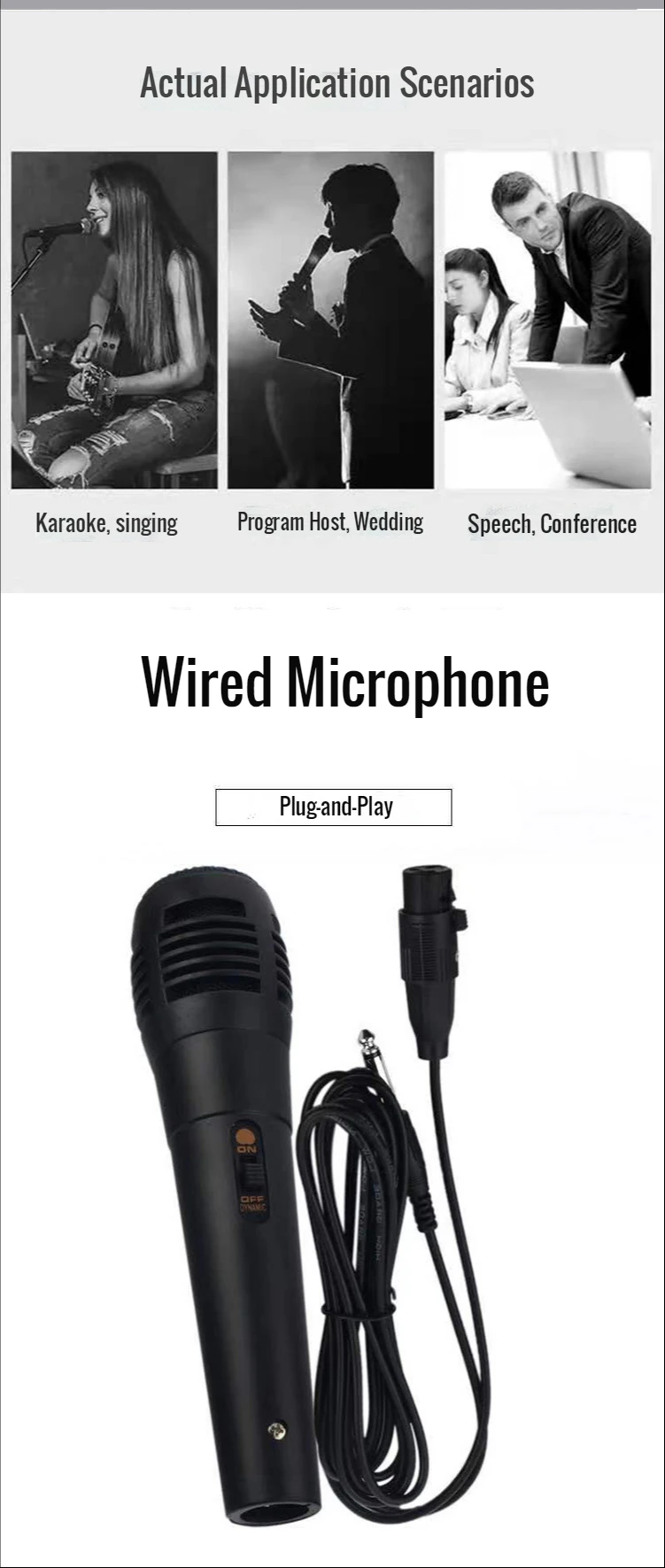 S80361fe10dff401699690e8f95343f48q Home Speaker 6.5mm Microphone Trolley Speaker Karaoke Microphone Wired Recording Studio Microphone